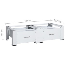 Double Washing and Drying Machine Pedestal with Drawers White