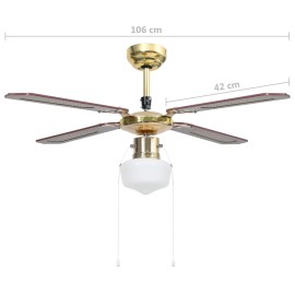 Ceiling Fan with Light 106 cm Brown
