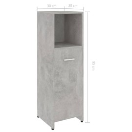 Bathroom Cabinet Concrete Grey 30x30x95 cm Chipboard