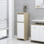 Bathroom Cabinet White and Sonoma Oak 30x30x95 cm Chipboard