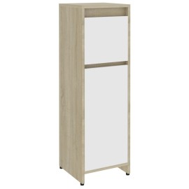 Bathroom Cabinet White and Sonoma Oak 30x30x95 cm Chipboard
