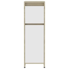 Bathroom Cabinet White and Sonoma Oak 30x30x95 cm Chipboard