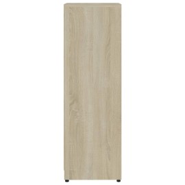 Bathroom Cabinet White and Sonoma Oak 30x30x95 cm Chipboard
