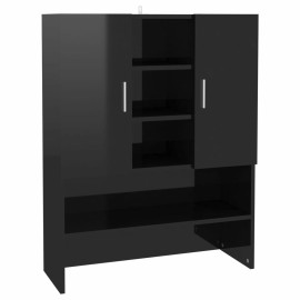 Washing Machine Cabinet High Gloss Black 70.5x25.5x90 cm
