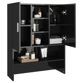 Washing Machine Cabinet High Gloss Black 70.5x25.5x90 cm