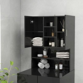 Washing Machine Cabinet High Gloss Black 70.5x25.5x90 cm