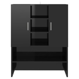 Washing Machine Cabinet High Gloss Black 70.5x25.5x90 cm
