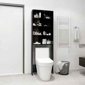 Washing Machine Cabinet High Gloss Black 64x24x190 cm
