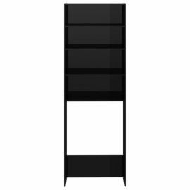 Washing Machine Cabinet High Gloss Black 64x24x190 cm