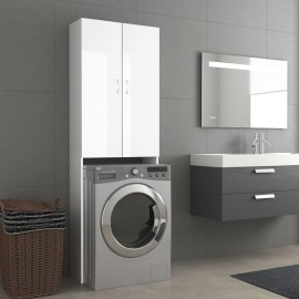 Washing Machine Cabinet High Gloss White 64x25.5x190 cm