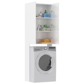 Washing Machine Cabinet High Gloss White 64x25.5x190 cm