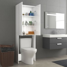 Washing Machine Cabinet High Gloss White 64x25.5x190 cm