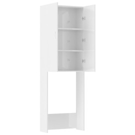Washing Machine Cabinet High Gloss White 64x25.5x190 cm