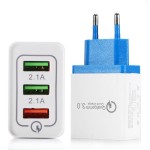 Portable Travel Home Universal 3-Port USB Wall Charger QC3.0 Quick Charge Fast Charging US/EU Plug Charger Adapter for Smartphones Tablets