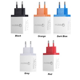 Portable Travel Home Universal 3-Port USB Wall Charger QC3.0 Quick Charge Fast Charging US/EU Plug Charger Adapter for Smartphones Tablets