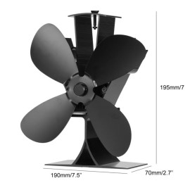 4 Blades Stove Fan Quiet Heat Powered Stove Fan Anodized Alumina Stove Fan for Wood Log Burner Fireplace
