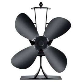 4 Blades Stove Fan Quiet Heat Powered Stove Fan Anodized Alumina Stove Fan for Wood Log Burner Fireplace