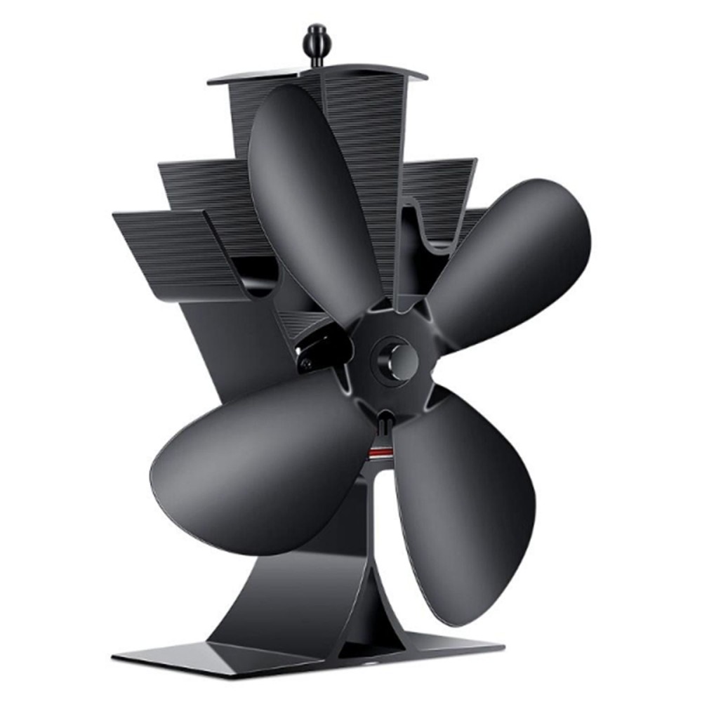 4 Blades Stove Fan Quiet Heat Powered Stove Fan Anodized Alumina Stove Fan for Wood Log Burner Fireplace