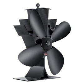 4 Blades Stove Fan Quiet Heat Powered Stove Fan Anodized Alumina Stove Fan for Wood Log Burner Fireplace