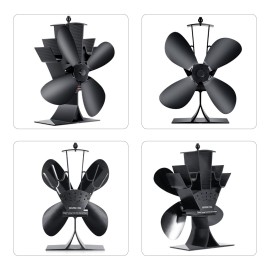 4 Blades Stove Fan Quiet Heat Powered Stove Fan Anodized Alumina Stove Fan for Wood Log Burner Fireplace