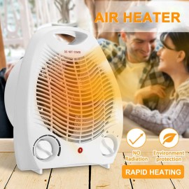 Personal Desktop Heater Small Heater 1000W/2000W Compact & Portable White EU Plug for Home Bedroom Office