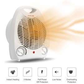 Personal Desktop Heater Small Heater 1000W/2000W Compact & Portable White EU Plug for Home Bedroom Office