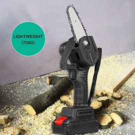 Mini Chainsaw 4-Inch Cordless Electric Protable Pruning Saw 24V Rechargeable Electric Woodworking Saws, One-Hand Pruning Shears Chainsaw for Garden Logging Tree Branch Wood Cutting, EU PLUG,(Two Types of Batteries)