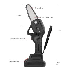 Mini Chainsaw 4-Inch Cordless Electric Protable Pruning Saw 24V Rechargeable Electric Woodworking Saws, One-Hand Pruning Shears Chainsaw for Garden Logging Tree Branch Wood Cutting, EU PLUG,(Two Types of Batteries)
