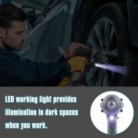 Cordless Impact Wrench Rechargeable Power Screwdriver Brushless Motor 520Nm Torque 22mm Electric Wrench with LED Light Variable Speed Home DIY Electric Power Tools