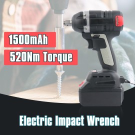 Cordless Impact Wrench Rechargeable Power Screwdriver Brushless Motor 520Nm Torque 22mm Electric Wrench with LED Light Variable Speed Home DIY Electric Power Tools