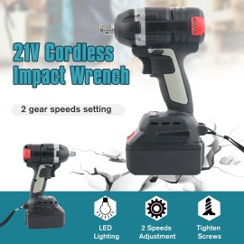 Cordless Impact Wrench Rechargeable Power Screwdriver Brushless Motor 520Nm Torque 22mm Electric Wrench with LED Light Variable Speed Home DIY Electric Power Tools