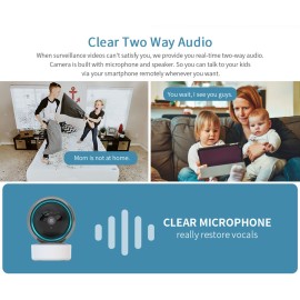 WiFi Baby Pet Monitor Wireless 1080P Home Security IP Camera Motion Tracking IR Night Version Two-Way Audio Motion Detection, EU Plug