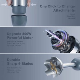 Multi-Functional  5-in-1 Hand Blender Stick Blender Milk Frother Egg Whisk with Adjustable Speeds 500ml Food Grinder/ 600ml Container