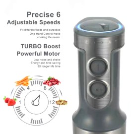 Multi-Functional  5-in-1 Hand Blender Stick Blender Milk Frother Egg Whisk with Adjustable Speeds 500ml Food Grinder/ 600ml Container