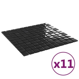  Mosaic Tiles 11 pcs Shiny Black 30x30 cm Glass