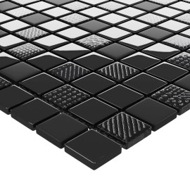  Mosaic Tiles 11 pcs Shiny Black 30x30 cm Glass