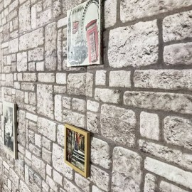 3D Wall Panels with Grey Brick Design 10 pcs EPS
