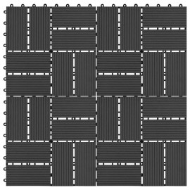 11 pcs Decking Tiles WPC 30x30 cm 1 sqm Black