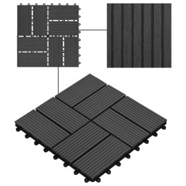 11 pcs Decking Tiles WPC 30x30 cm 1 sqm Black