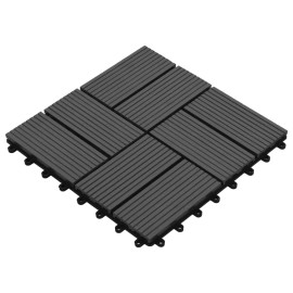 11 pcs Decking Tiles WPC 30x30 cm 1 sqm Black