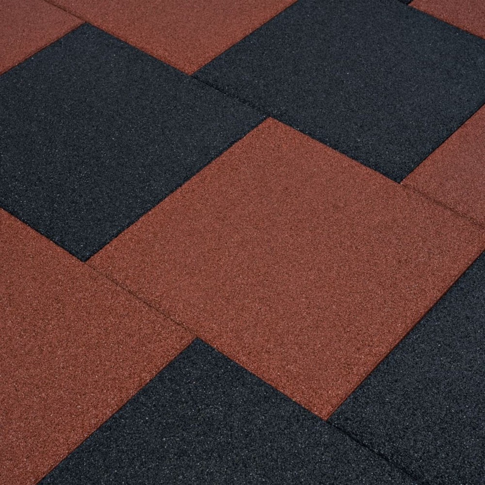   Fall Protection Tiles 6 pcs Rubber 50x50x3 cm Red