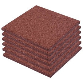   Fall Protection Tiles 6 pcs Rubber 50x50x3 cm Red