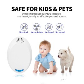 2Pcs Ultrasonic Pest Repeller Plug Electric Pest Control - Professional Safe Home Mosquitos Repellent - For Fleas, Bed Bugs, Cockroach, Rats, Rodents, Roaches, Mice, Insect, Ants, Spiders EU