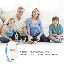 2Pcs Ultrasonic Pest Repeller Plug Electric Pest Control - Professional Safe Home Mosquitos Repellent - For Fleas, Bed Bugs, Cockroach, Rats, Rodents, Roaches, Mice, Insect, Ants, Spiders EU