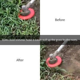 Trimmer Head Brush Cutter Blade Outdoor Lawn Mower Head Steel Razor Trimmer Head with Blade Sharpener Accessories Grass Eater Tool Extra Heavy Duty Replacement