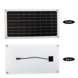12V 20W Solar Panel Monocrystalline Silicon Solar Cell with Dual USB Car Charger Lighter Alligator Clip DIY Waterproof Camping Portable Power Solar Panel Compatible for iPhone Car Boat Marine