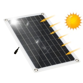 12V 20W Solar Panel Monocrystalline Silicon Solar Cell with Dual USB Car Charger Lighter Alligator Clip DIY Waterproof Camping Portable Power Solar Panel Compatible for iPhone Car Boat Marine