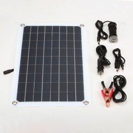 12V 20W Solar Panel Monocrystalline Silicon Solar Cell with Dual USB Car Charger Lighter Alligator Clip DIY Waterproof Camping Portable Power Solar Panel Compatible for iPhone Car Boat Marine