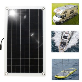 12V 20W Solar Panel Monocrystalline Silicon Solar Cell with Dual USB Car Charger Lighter Alligator Clip DIY Waterproof Camping Portable Power Solar Panel Compatible for iPhone Car Boat Marine