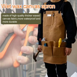 Garden Tool Apron Adjustable Waist Apron with Pockets Gardening Kit Artist Painting Waterproof Canvas Work Apron Gardening Tool Kit Holder for Women Men Art Gardening Lawn Yard Home Organizer